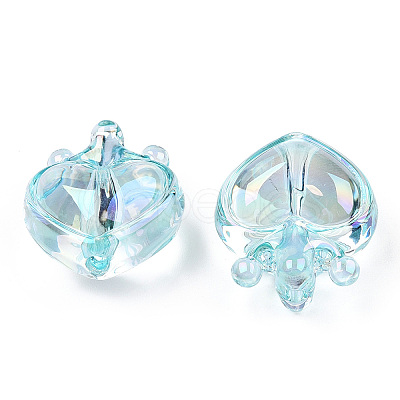 UV Plating Transparent Rainbow Iridescent Acrylic Beads OACR-T027-01-C-1