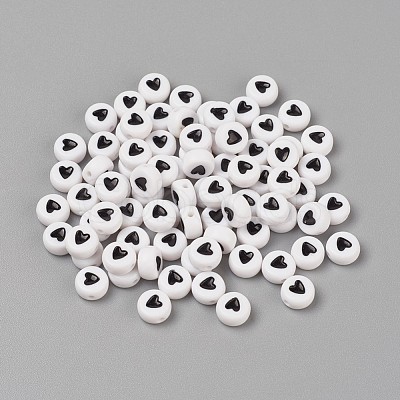 Acrylic Enamel Beads OACR-WH0003-04A-1