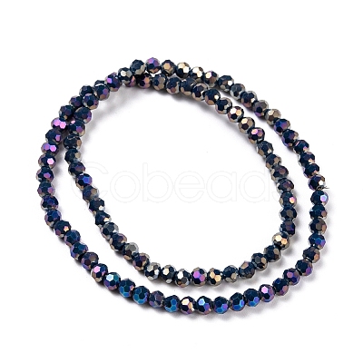 Faceted(32 Facets) Round Full Rainbow Plated Electroplate Glass Beads Strands EGLA-J130-FR15-1