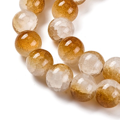 Crackle Baking Paint Imitation Jade Glass Beads Strands DGLA-T003-10mm-M-1
