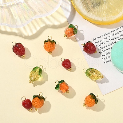 25Pcs 5 Styles Handmade Lampwork Pendants PALLOY-YW00073-1