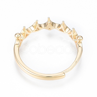 Brass Micro Clear Cubic Zirconia Adjustable Ring Settings KK-T062-238G-1