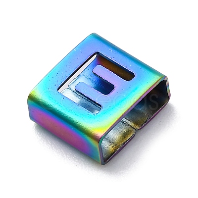 Ion Plating(IP) 304 Stainless Steel Square Slide Charms STAS-L132-25E-M-1