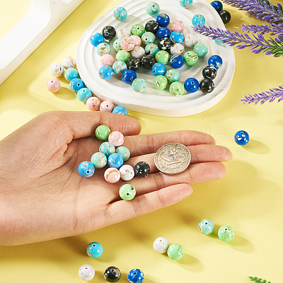 80Pcs 8 Colors Assembled Synthetic Stone and Trochus Shell Beads G-TA0002-31A-1