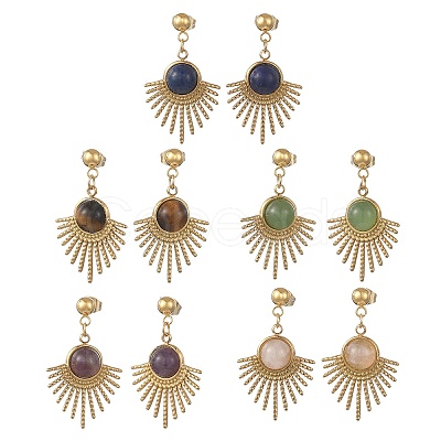 Natural Gemstone Stud Dangle Earrings EJEW-JE07269-01-1