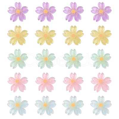 20Pcs 5 Colors Translucent Resin Cabochons OHAR-YW0001-01-1