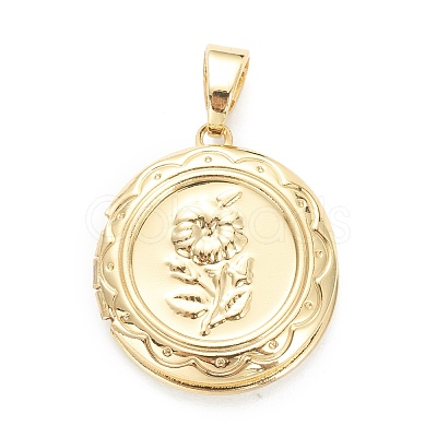 Brass Locket Pendants KK-P199-07G-1