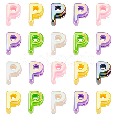 20Pcs UV Plating Opaque Acrylic European Beads OACR-TADJ0001-16P-1