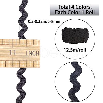 4 Strands 4 Colors Polyester Wave Bending Fringe Trim OCOR-GF0002-43B-1