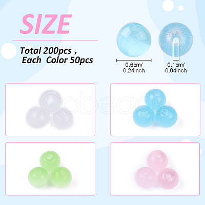 200Pcs 4 Colors Cat Eye Beads CE-YW0001-04-1