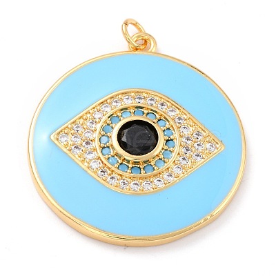Real 18K Gold Plated Brass Micro Pave Cubic Zirconia Pendants ZIRC-L100-084G-01-1