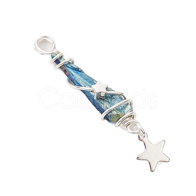 3Pcs 3 Styles Electroplated Natural Quartz Crystal Nuggets Copper Wire Wrapped Pendants PALLOY-JF03128-05-1