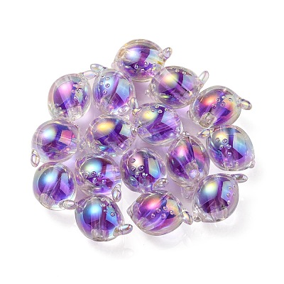 UV Plating Rainbow Iridescent Acrylic Beads OACR-F004-07A-1
