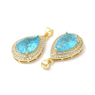 Real 16K Gold Plated Brass Micro Pave Cubic Zirconia Pendants ZIRC-L103-062G-03-1