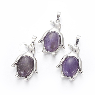 Natural Amethyst Pendants G-L512-A07-1