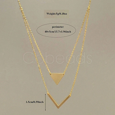 Triangle & Letter V Pendant Alloy Double Layer Necklaces for Women FS-WGE5888-02-1