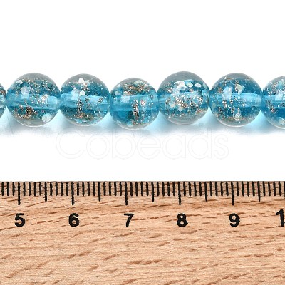 Luminous Handmade Gold Sand Lampwork Beads Strands LAMP-P051-L07-10mm-01-1