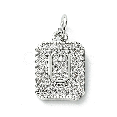 Rack Plating Brass Micro Pave Clear Cubic Zirconia Charms KK-G501-01U-P-1