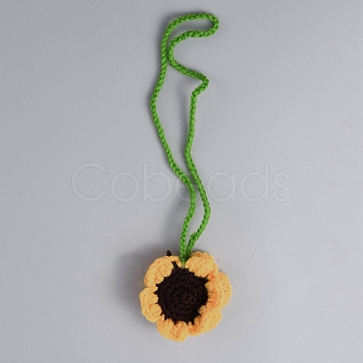 Sunflower Wool Braided Pendant Decorations AJEW-WH0258-857B-1