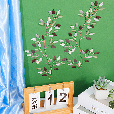 Iron Leaves Branch Wall Decorations AJEW-WH0513-30A-1