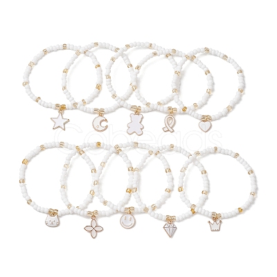 10Pcs 10 Styles Glass Seed Beads Stretch Bracelet Sets BJEW-MZ00095-1