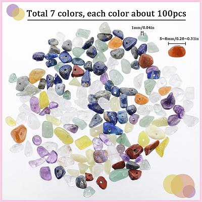 SUNNYCLUE 7 Strands 7 Styles Chakra Natural Gemstone Chip Beads Strands G-SC0002-76-1