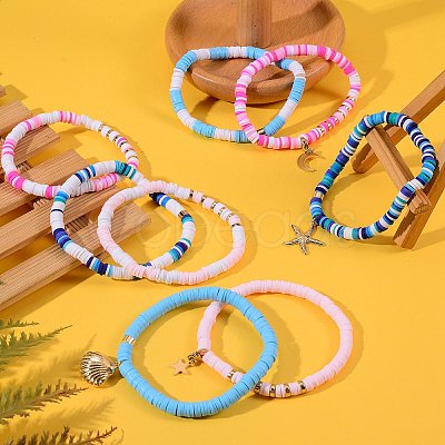 Polymer Clay Stretch Bracelets Sets BJEW-SZ0001-54-1