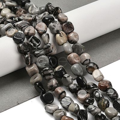Natural Black Netstone Beads Strands G-P497-01E-73-1