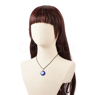 3Pcs 3 Size Lampwork Evil Eye Pendant Necklaces Set with Waxed Cords for Women NJEW-JN03954-1