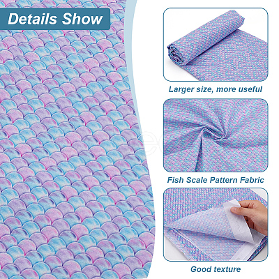 Polyester Mermaid Fish Scale Pattern Fabric DIY-WH0622-024B-1