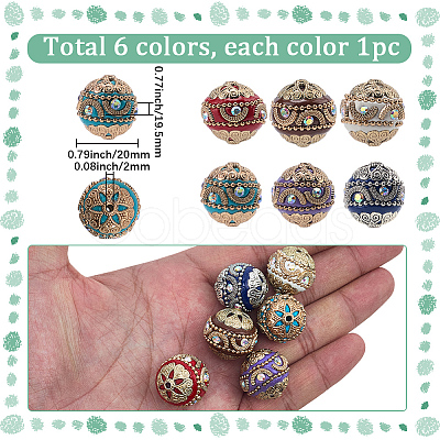 6Pcs 6 Colors Handmade Indonesia Beads IPDL-SP0001-02-1