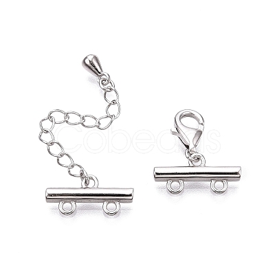 Anti-Tarnish Rhodium Plated 925 Sterling Silver Necklace Layering Clasps STER-N016-13P-1