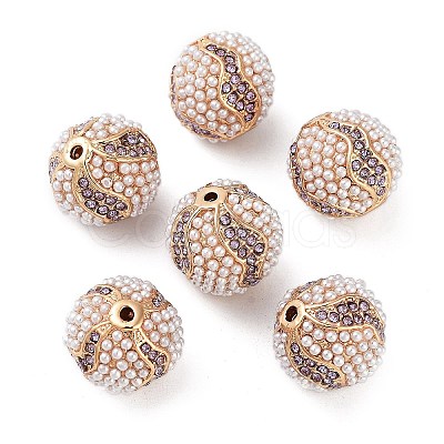 Golden Plated Alloy Rhinestone Beads FIND-E046-13G-02-1
