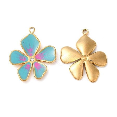 304 Stainless Steel Enamel Pendants STAS-K256-10G-02-1