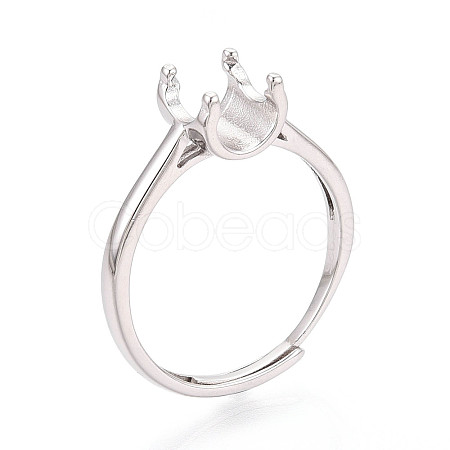 Rhodium Plated 925 Sterling Silver Engagement Solitaire Ring Settings STER-N016-70P-1
