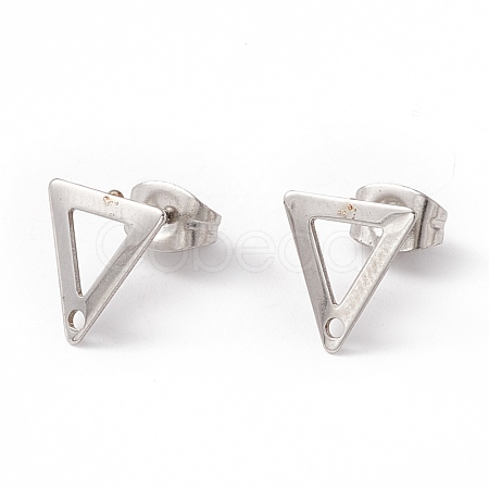 Non-Tarnish 201 Stainless Steel Stud Earring Findings with Hole EJEW-A071-29P-1