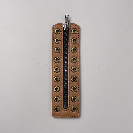 Cowhide Leather Lace-in Boot Zipper Inserts DIY-WH0499-06B-04-1