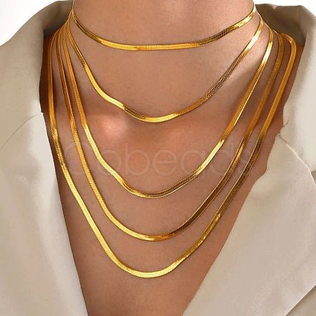 304 Stainless Steel Snake Chain Necklaces for Women WG80FEF-03-1
