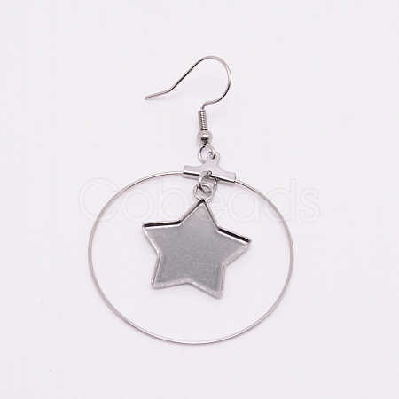 Stainless Steel Dangle Earrings LS-STAS-WH0015-37P-1