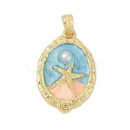 Brass Enamel Pendants KK-U068-02B-03G-1