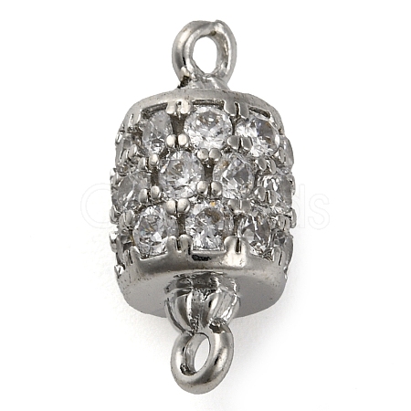 Brass Micro Pave Clear Cubic Zirconia Hollow Column Connector Charms KK-A230-05F-P-1