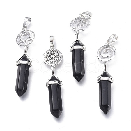 Natural Black Onyx Pointed Big Pendants G-D0021-01P-18-1