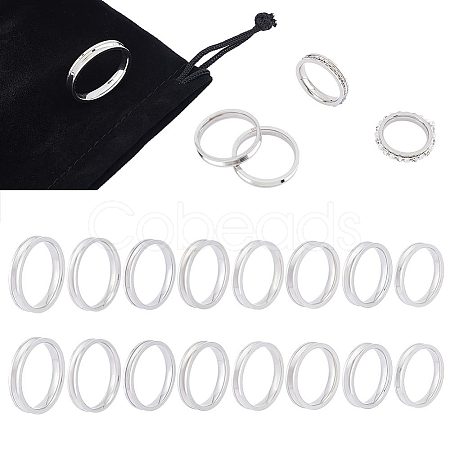 24Pcs 8 Size 201 Stainless Steel Grooved Finger Rings Set for Men Women RJEW-UN0002-40-1