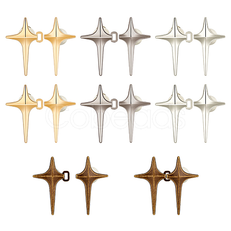 8 Sets 4 Colors Sparkling Star Shape Alloy Adjustable Jean Button Pins DIY-FG0004-87-1