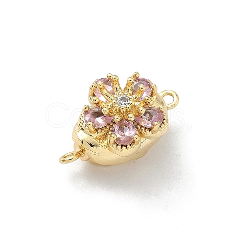 Flower Brass Micro Pave Cubic Zirconia Box Clasps KK-H537-23B-G-1