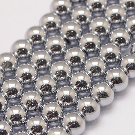 Grade AA Magnetic Synthetic Hematite Bead Strands G-P258-05-6mm-1