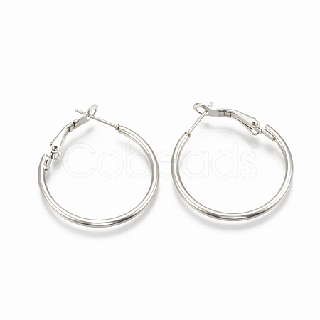 Tarnish Resistant 304 Stainless Steel Hoop Earrings STAS-S078-07-30mm-1