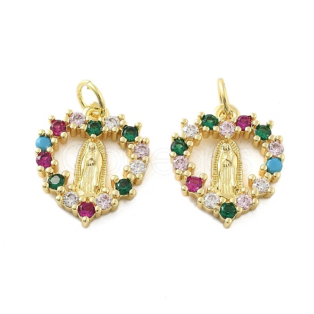 Brass Micro Pave Cubic Zirconia Pendants KK-C092-24L-G-1