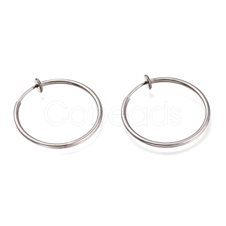 Tarnish Resistant 304 Stainless Steel Retractable Clip-on Hoop Earrings STAS-O135-01G-1