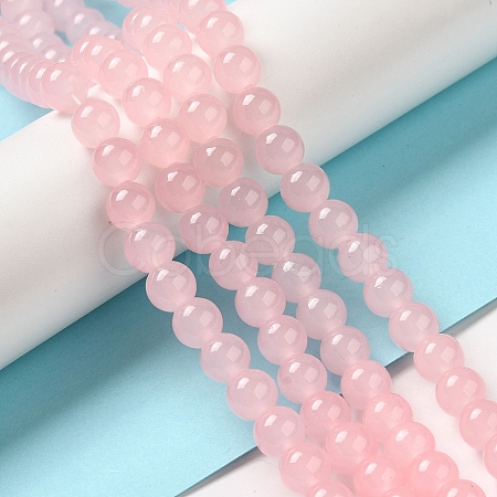 Baking Paint Imitation Jade Glass Round Bead Strands X-DGLA-Q021-8mm-26-1